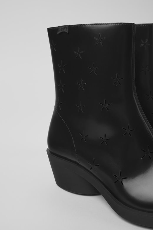 дизајн бонние црне кожне чизме за жене кампер