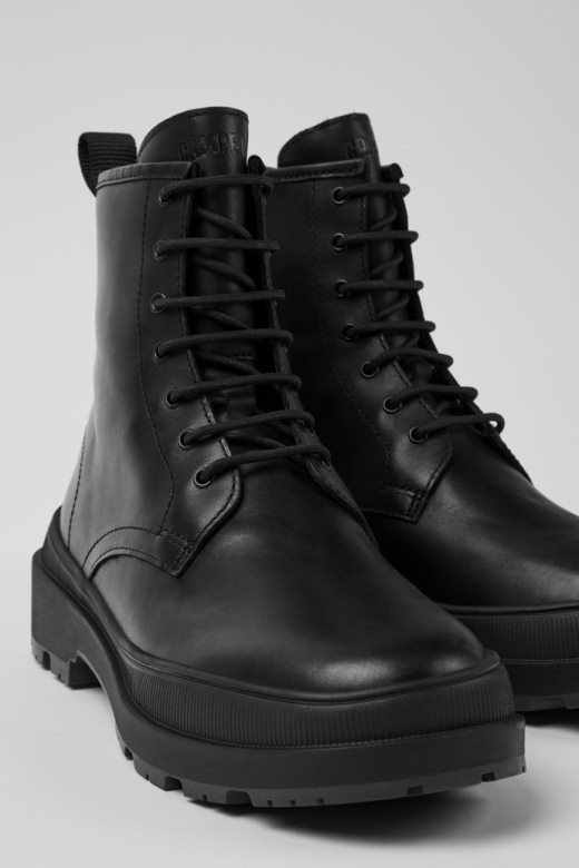 дизајн брутус трек горе-тек црне кожне глежњаче на пертлање за жене кампер