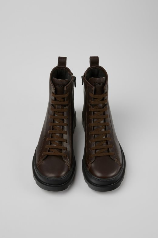 дизајн брутус тамно браон кожне глежњаче за жене кампер