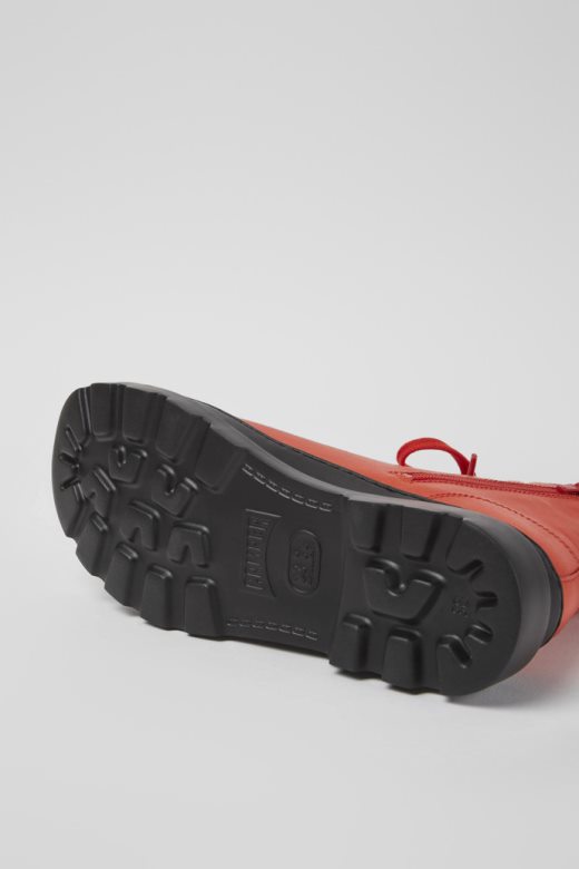 дизајн брутус црвене кожне чизме на везице кампер