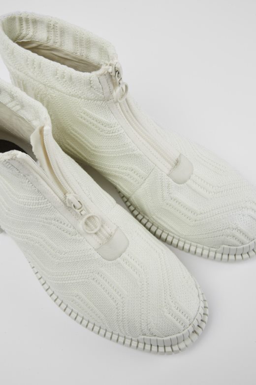 дизајн пик тенцел беле чизме са патентним затварачем за жене кампер