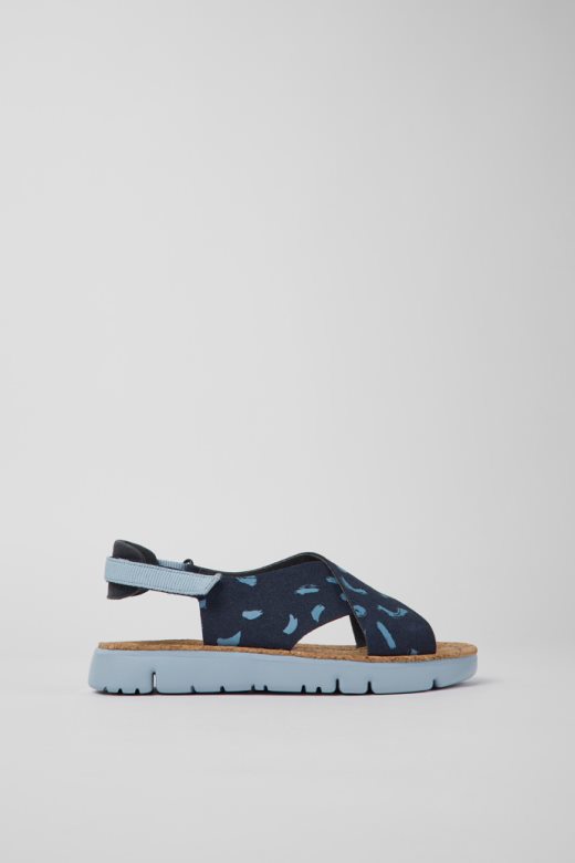 дизајн оруга разнобојне нубук и текстилне сандале за жене кампер