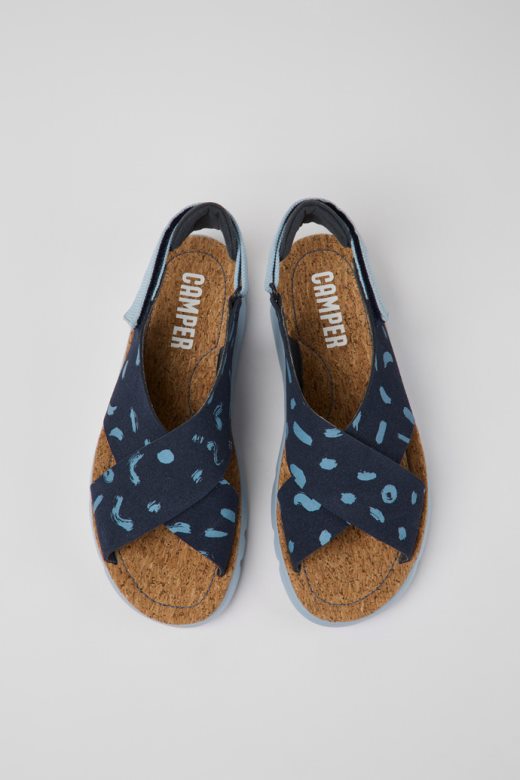 дизајн оруга разнобојне нубук и текстилне сандале за жене кампер