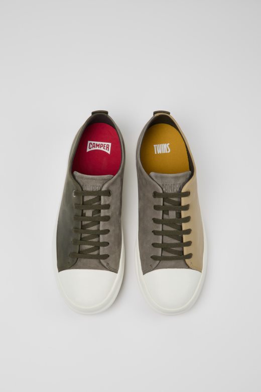 близанци браон-сиве и зелене кожне ципеле за мушкарце кампер нови доласци