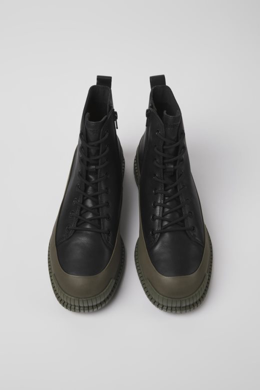 камп дизајн пик црне и зелене кожне глежњаче за мушкарце