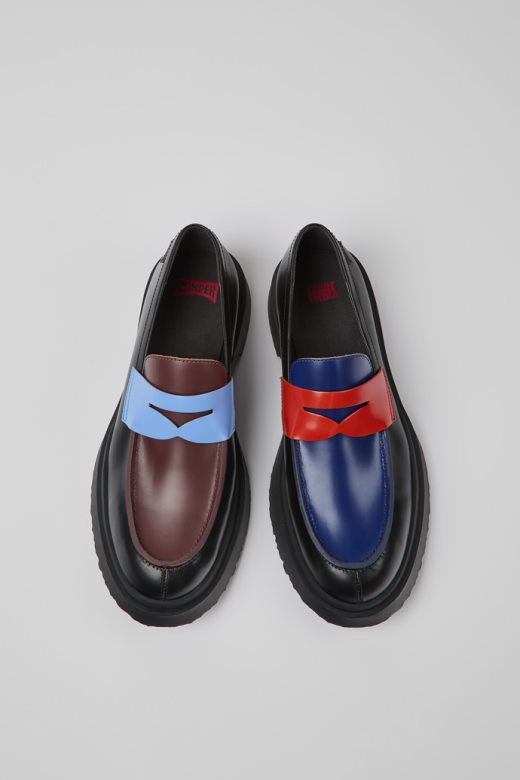 црне кожне мокасине близанца дизајн кампера за мушкарце