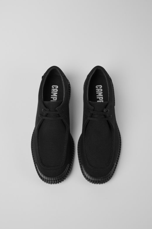 камп дизајн пик црне ципеле од рециклираног памука за мушкарце