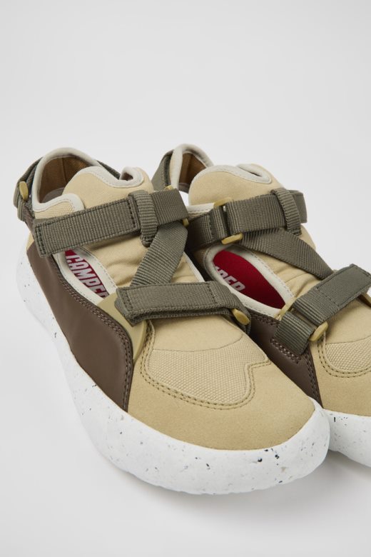 кампер дизајн пеу стадион беле нефарбане коже и текстил полуотворене патике за мушкарце