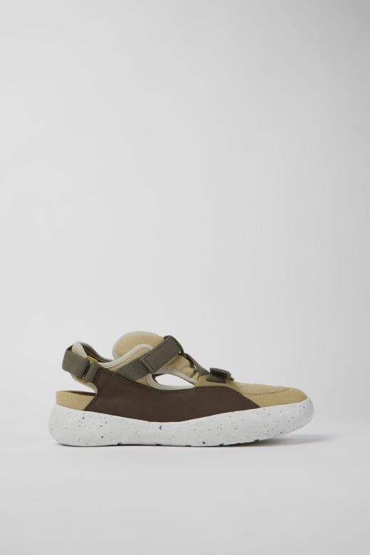 кампер дизајн пеу стадион беле нефарбане коже и текстил полуотворене патике за мушкарце