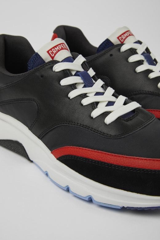 кампер дизајн дрифт црне и црвене текстилне и кожне патике за мушкарце