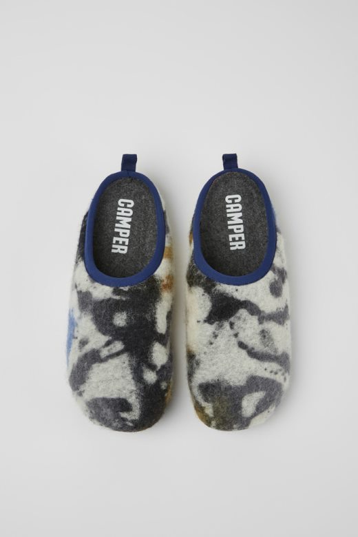 ексклузивне кампер ваби плаве и црне папуче од рециклиране вуне за мушкарце
