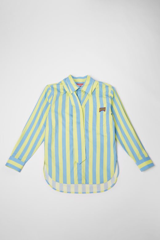 ексклузивна кампер кошуља плава и жута пругаста унисекс кошуља