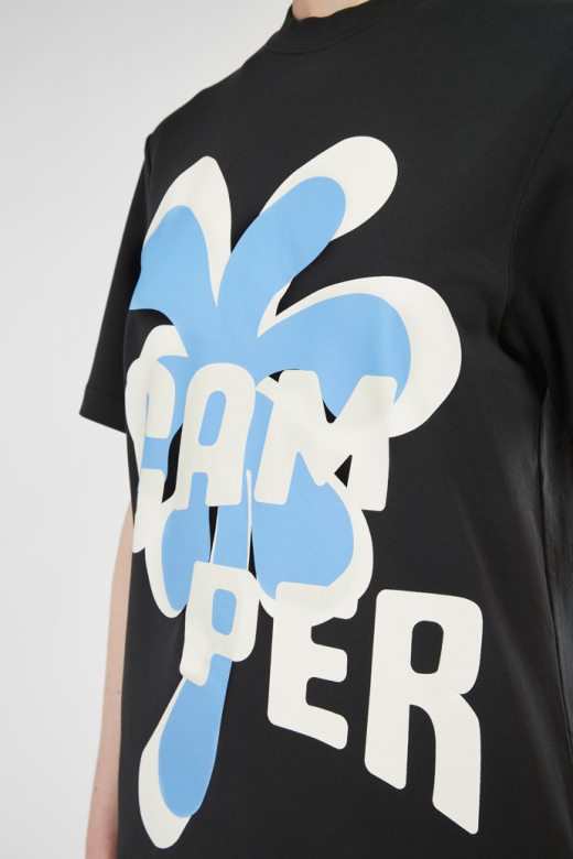 дизајн мајица црна и плава штампана унисекс мајица кампер