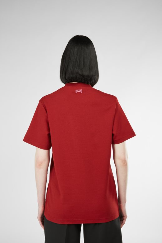 дизајн мајица бордо и розе штампана унисекс мајица кампер