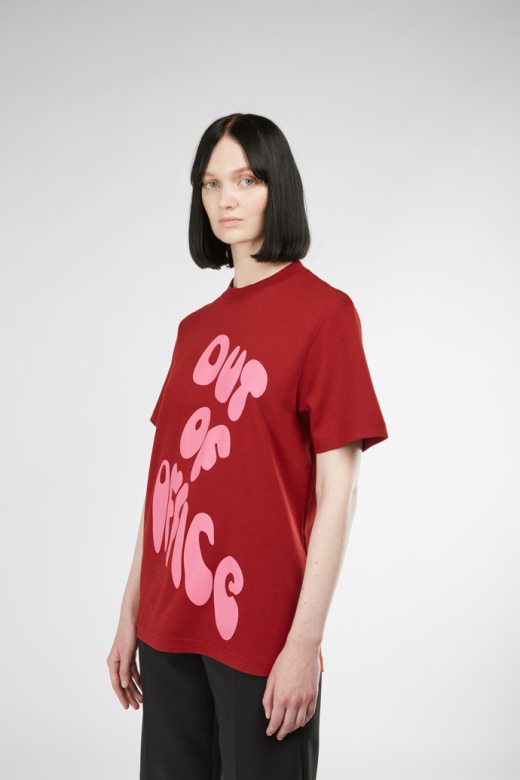 дизајн мајица бордо и розе штампана унисекс мајица кампер