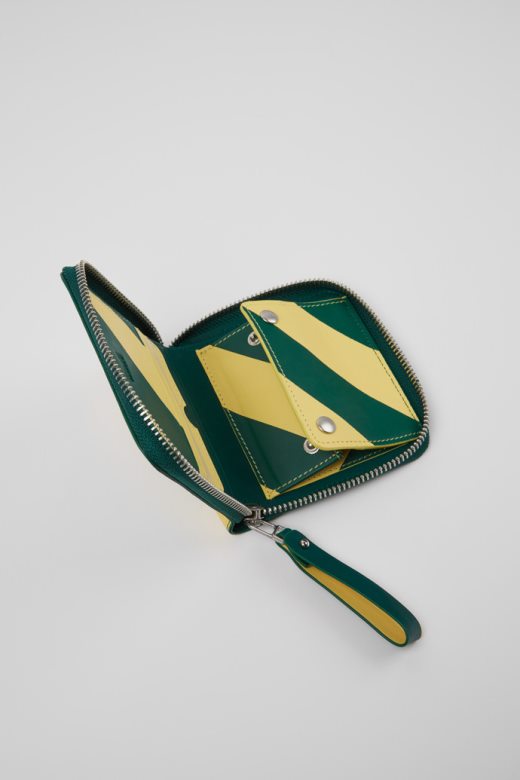 дизајн моса зелена и жута кожни новчаник кампер