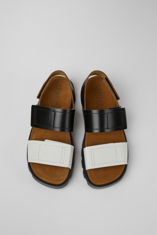 цампер брутус сандале црне и беле кожне сандале за жене нове доласке