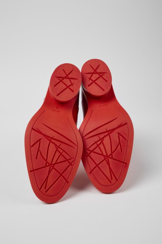 дизајн бонние црвене кожне чизме за жене кампер