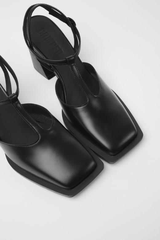 кампер кароле црне кожне т-бар ципеле за жене нове доласке