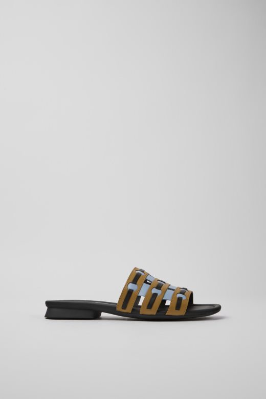 камп твинс браон плаве и црне кожне сандале за жене новопридошле