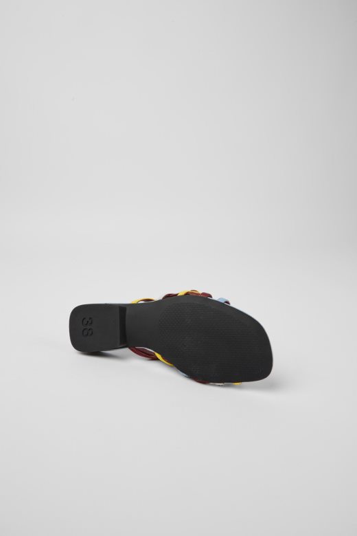 Дизајн близанца разнобојне кожне сандале за жене кампер