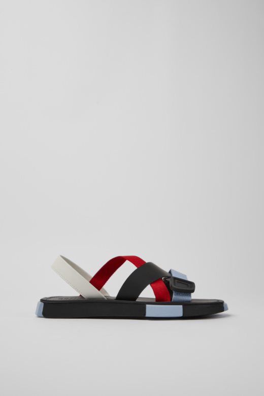 дизајн сет црвене беле и црне кожне сандале за мушкарце кампер