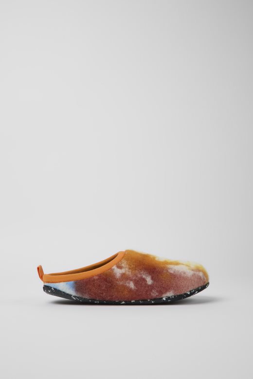 ексклузивне кампер ваби наранџасте плаве и беле папуче од рециклиране вуне за жене