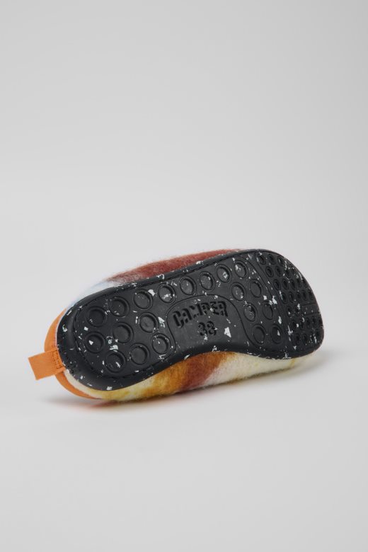 ексклузивне кампер ваби наранџасте плаве и беле папуче од рециклиране вуне за жене